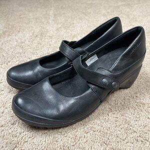 Merrell Shoes Womens 8.5 Black Leather Comfort Mary Jane Pump Heels Travel Basic
